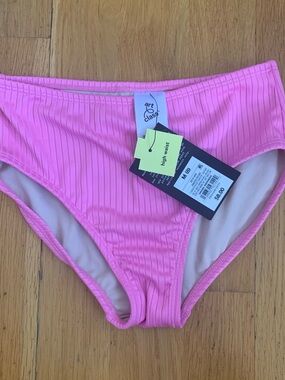 NWT Art Class Ribbed High-Waist Bikini Bottom - Pink. Size girls M.
